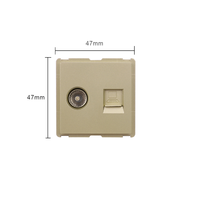 Interrupteur mural modulaire en verre trempé doré avec prises multiples (Type F, E, USB, TV, sonnette) pour hôtels et décoration résidentielle