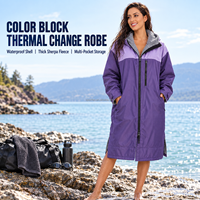 Parka da Nuoto Personalizzato con Blocchi di Colore, Impermeabile, Antivento, Foderato in Pile Sherpa, con Cerniera a Doppio Senso