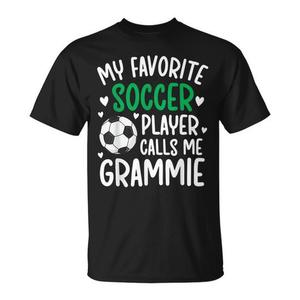 Mon joueur de football préféré m'appelle Grammie T-shirt noir unisexe taille adulte - Product Image 1