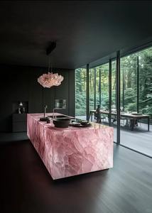 Comptoirs en pierre rougeoyante bricolage <span class=keywords><strong>plan</strong></span> <span class=keywords><strong>de</strong></span> <span class=keywords><strong>travail</strong></span> îlot <span class=keywords><strong>de</strong></span> luxe en cristal rétroéclairé artificiel lumière <span class=keywords><strong>LED</strong></span> colorée personnalisée - Product Image 6