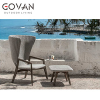 Fauteuil de salon extérieur scandinave moderne en teck massif, dossier haut, design ergonomique, durable, résistant aux intempéries, pour hôtel et jardin