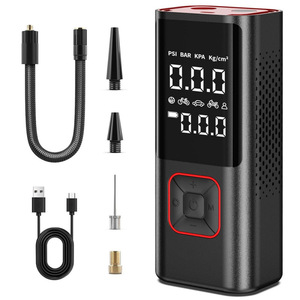 Portable Electric Air <b>Pump</b> 12V LED Display Dual Use For Car Bicycle Tire Inflator With USB Cable And Nozzles - Product Image 1