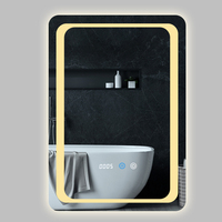 Miroir de salle de bain personnalisé avec affichage de l'heure, anti-buée, étanche, intelligent, LED tactile, réglable
