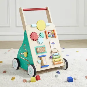 2023 Asweets Aktivität Baby Wooden Walker Sitzen, um zu stehen Lernen Holz Aktivität Baby Walker