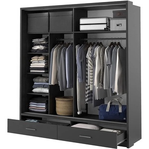 Armoire à Double portes moderne et populaire de haute qualité, Armoire de Style européen avec miroir de Dressing pour meubles de chambre à coucher - Product Image 4