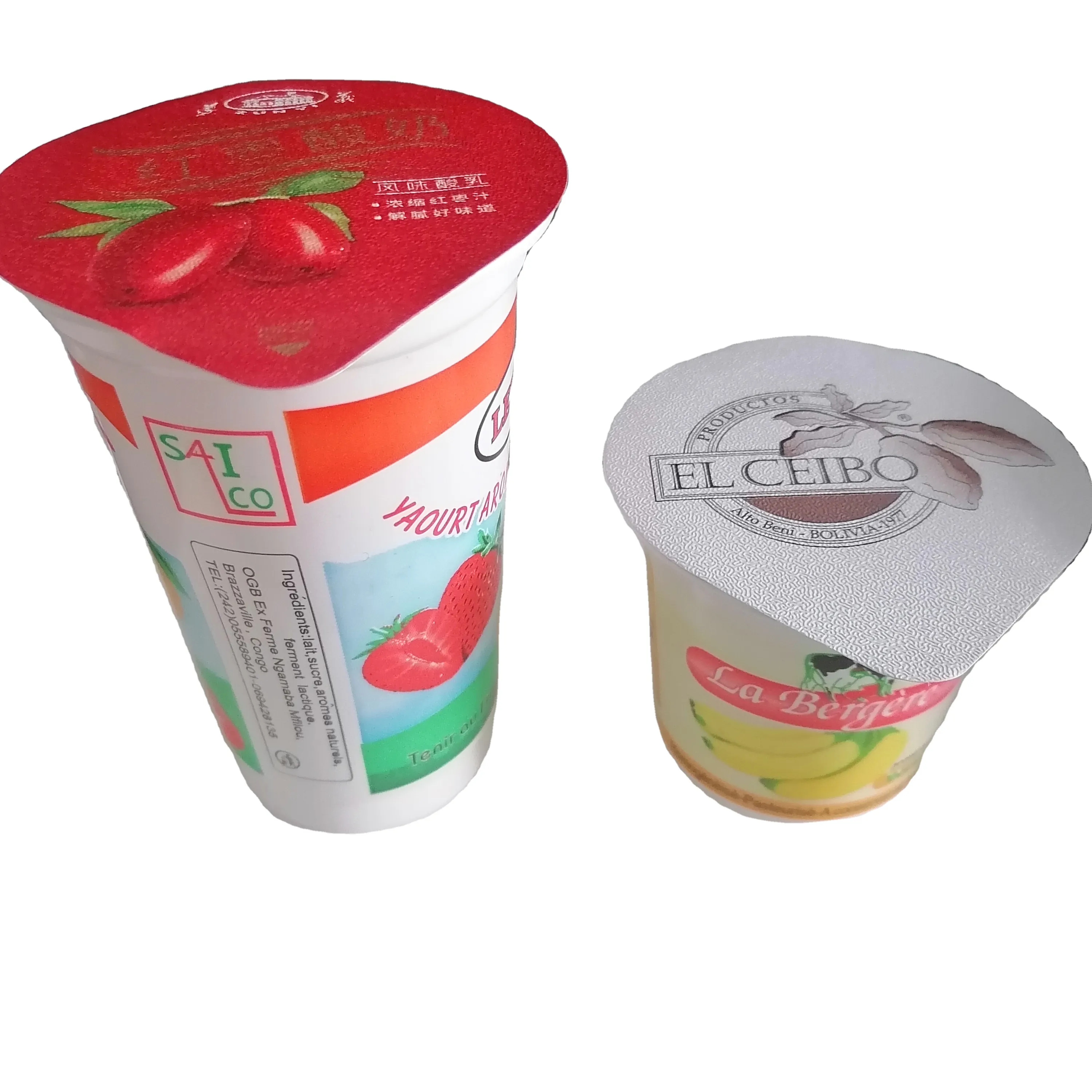 Food grade PP lacquer aluminum foil lid sealing yogurt PP plastic cup