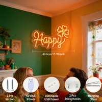 Letrero de Neón LED Acrílico Personalizado con Nombre, Trébol de la Suerte, USB, Regulable, Decoración de Pared para Bodas, Dormitorios, Bares, Cafeterías, Tiendas, Salas de Juegos