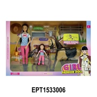 EPT Set de Muñeca Articulada de Moda de 11.5 Pulgadas con Caballo de Juguete y Accesorios de Rancho, Set de Juego Ecuestre Posable de 11 Articulaciones para Niñas