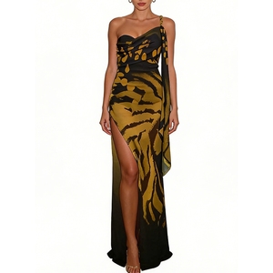 เดรสแฟชั่นผู้หญิงสไตล์วินเทจเก๋ไก๋ เซ็กซี่ ผ้าตาข่ายรัดรูป โชว์หลัง ผ่าข้าง ลายพิมพ์ - Product Image 2