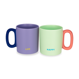 Set di Due Tazze in Ceramica 'Mug Life Happy' da 360ml - Product Image 1