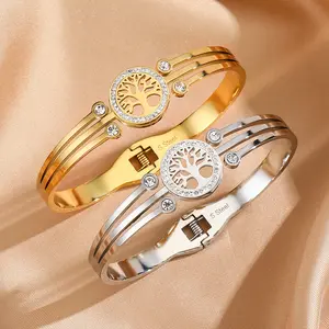 Bracelet Jewelry Manufacturers Sell Directly Stainless Steel Jewelry Vintage Stylish Round Pattern 18k Gold Bangle Women Jewelry