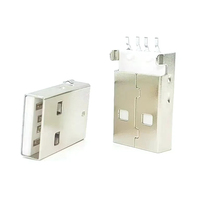 Conector Hembra USB2.0-AM de YZTECH, SMT, Blanco, Latón, PCB, 4P, 12V, 1A
