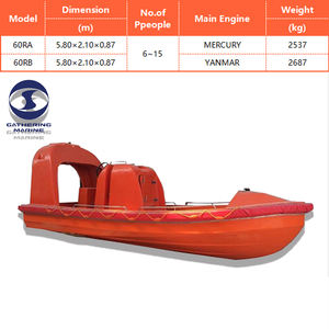 Bote <span class=keywords><strong>de</strong></span> Rescate Rápido Naranja <span class=keywords><strong>de</strong></span> Alta Velocidad para <span class=keywords><strong>6</strong></span>-15 Personas con Certificación SOLAS CCS/BV/EC/IRS - Product Image 1