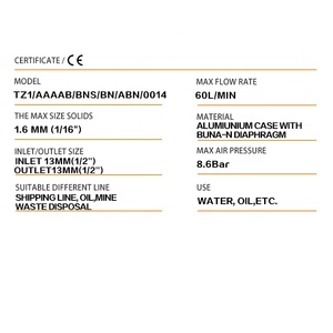 Bomba Pneumática de Diafragma Metálica T1 Original AODP Certificada CE com Diafragma Buna/NBR para Uso Automotivo e Industrial - Product Image 3