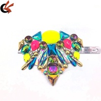 Accessoires de costumes de carnaval de Miami 2027, patchs en strass plastique à thermocoller, appliques en strass de résine jaune fluo