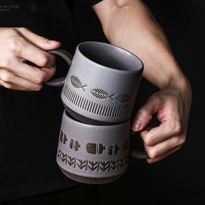 Taza de café de cerámica rústica Vintage estilo japonés de gran capacidad microondas lavavajillas <span class=keywords><strong>seguro</strong></span> uso en fiestas marca de <span class=keywords><strong>ama</strong></span> de llaves de porcelana - Product Image 1