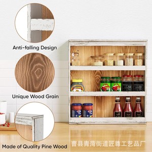 Étagère murale en bois à 3 niveaux pour organiser les condiments de cuisine, étagère multi-niveaux pour usage domestique - Product Image 3