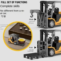 Mini camion de chantier RC 1/64 en métal avec remorque, camion à benne basculante télécommandé, excavatrice électrique, chariot élévateur