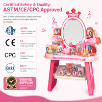 Ensemble de coiffeuse princesse 53 pièces pour enfants avec lumière, musique, miroir à capteur tactile, kit de maquillage pour filles, jouet d'imitation pour tout-petits