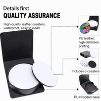 Ensemble de sous-verres personnalisés de luxe pour boissons au thé 5mm d'épaisseur sous-verres en cuir PU à sublimation