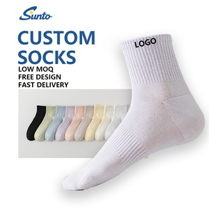 कस्टम लोगो क्रू रंगीन मोजे फैक्टरी थोक विक्रेताओं के लिए कम मर्क कपास के पंजे-रहित पैर की खेल मोजे - Product Image 1