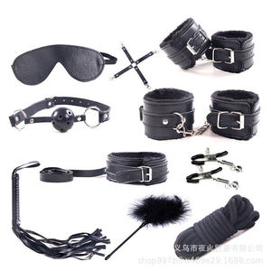 Adult sex toys, SM smooth leather plush 10-piece <b>set</b>, <b>bondage</b> and restraint sex toy, factory direct sales. - Product Image 3