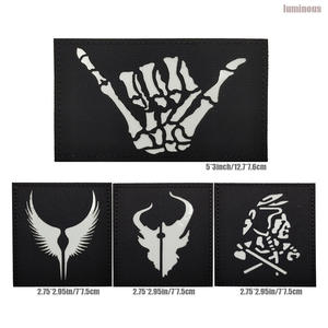 Parches de corte láser de reflexión luminosa e infrarroja Esqueleto Dedo y juego de cazador de demonios Parches de moral de bucle de gancho relacionados - Product Image 4
