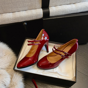 Escarpins Mary Jane Lolita sexy en cuir verni à bout rond et <span class=keywords><strong>talon</strong></span> de <span class=keywords><strong>8</strong></span> <span class=keywords><strong>cm</strong></span> avec brides à boucles, collection classique intemporelle 2026, best-seller pour femme - Product Image 1