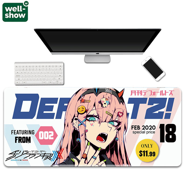 White Zero Dwo Large 02 Gaming Mouse Pad Kawaii Colorful Extended for Mouse and Keyboard Non-Slip with Anime Cute Girl Design