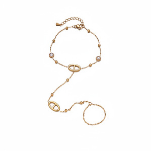 Elegante Conjunto <span class=keywords><strong>de</strong></span> Anillo y Cadena <span class=keywords><strong>de</strong></span> Mano <span class=keywords><strong>de</strong></span> Acero Inoxidable Chapado en <span class=keywords><strong>Oro</strong></span> con Pentagrama, Pulsera Ajustable, Joyería <span class=keywords><strong>de</strong></span> Moda Impermeable - Product Image 5