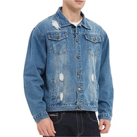 Veste de camionneur en Jean bleu pour homme, vêtement de moto déchiré