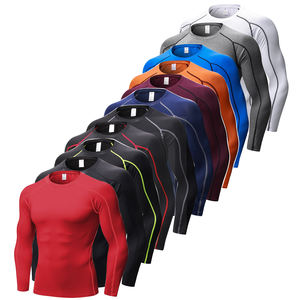 Groothandel op maat gemaakte logo compressie zwarte shorts broek lange mouw <span class=keywords><strong>T</strong></span>-<span class=keywords><strong>shirt</strong></span> polyester sneldrogend ademend slim fit fitness gym top - Product Image 1