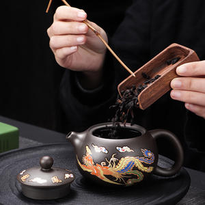 Juego de té Xishi Fengming, <span class=keywords><strong>tetera</strong></span> de arcilla púrpura sensible al calor, <span class=keywords><strong>tetera</strong></span> de té Phoenix dragón no escaldado, herramientas de té de café Kung Fu para - Product Image 4