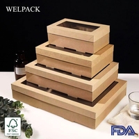 WELCOTECH Scatola Personalizzata in Carta Kraft con Coperchio Trasparente, Confezione per Alimenti per Torte, Formaggi, Prodotti da Forno, Pane, Snack - MOQ 1000