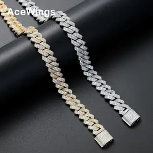 BC004 13mm 16" 18" 20" 22" Iced out Bling bling Brass Cuban Link Chain Hip Hop micro pave Chain Necklace Jewelry for men