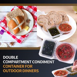 Double Compartment Condiment <strong>Containers</strong> with Lids, Newly Upgraded Disposable <strong>2</strong> Compartment Snack <strong>Containers</strong> Portion Cups - Product Image 4