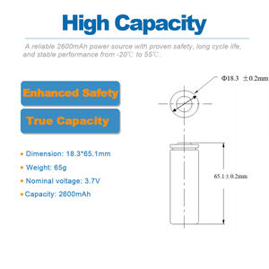 بطاريات ليثيوم أيون من ميسن بالجملة، <span class=keywords><strong>18650</strong></span> بسعة 2000 مللي أمبير و2200 مللي أمبير و2500 مللي أمبير، خلايا درجة أ، 3.7 فولت 2600 مللي أمبير لبنوك الطاقة - Product Image 2