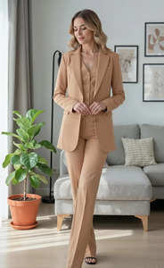 Conjunto de Traje de Tres Piezas para Mujer, Blazer, Chaleco y Pantalón, para Bodas, Fiestas y Eventos Formales - Product Image 3