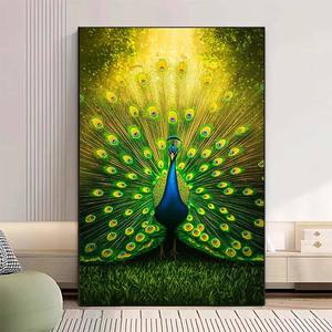 Style bohème <span class=keywords><strong>peinture</strong></span> plumes <span class=keywords><strong>de</strong></span> <span class=keywords><strong>paon</strong></span> écran ouvert tenture murale décoration <span class=keywords><strong>peinture</strong></span> affiche impression toile <span class=keywords><strong>peinture</strong></span> - Product Image 2