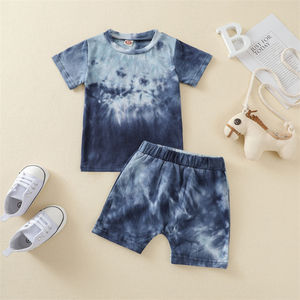 Conjunto de Pantalones Cortos de 2 Piezas con Estampado Tie-Dye de Algodón para Niños Pequeños, Ropa de Verano Lista para Enviar - Product Image 4
