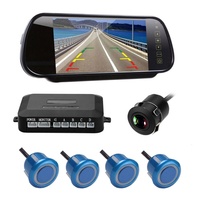 Pantalla de espejo retrovisor LCD de 7,0 pulgadas con 4 sensores Monitor de respaldo inverso Aparcamiento de coche Radar de punto ciego Asistente de estacionamiento automático
