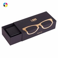 Boîte à tiroir coulissant en carton rigide avec logo argenté en relief imprimé sur mesure pour l'emballage de lunettes de soleil, de montres et de cadeaux