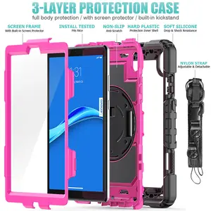 Silicone Tablet Cover For Lenovo Tab M8 HD /FHD 8.0 TB-8505X TB-8705X With Hands Strap Shoulder Strap And Rotatable Stand