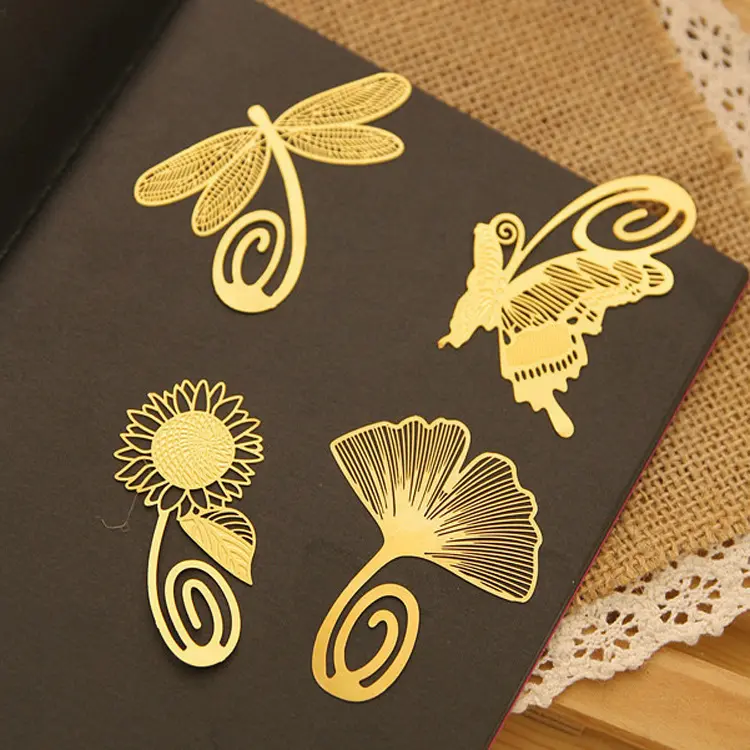 本のための高品質の蝶トンボイチョウゴールドメタルブックマーク