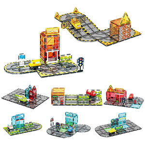 हॉट सेलिंग बिल्डिंग इलेक्ट्रिक ट्रैक वाहन शहरी यातायात दृश्य रंगीन खिड़कियां बच्चों के शैक्षिक खिलौने - Product Image 1