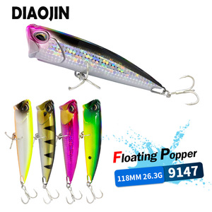 Leurre de pêche popper flottant en plastique pour eau salée, 118 mm, 26,3 g, pour lancer longue distance, grand éclaboussement, pour thon et bar - Product Image 3