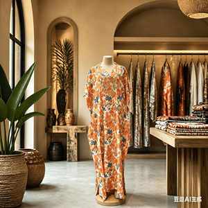 <span class=keywords><strong>Boubou</strong></span> <span class=keywords><strong>Femme</strong></span> Africain Kanga en Polyester Léger et Respirant, Écologique, Coupe Ample, Idéal Printemps, Été, Automne - Product Image 4