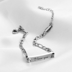 Childrens I Love You Engraved Stainless Steel <b>Bracelet</b> <b>Adjustable</b> Gift Jewelry 5Mm Chain Gold Silver Tone - Product Image 4
