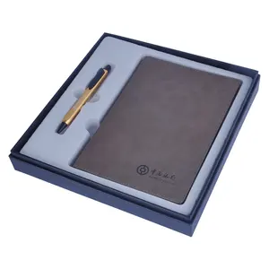 热销商务礼品套装pu皮A5平装笔记本带金属笔