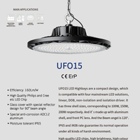 UFO aluminium IP65 100W/150W/200W untuk lampu Teluk tinggi dengan 12000 lumen untuk gudang & Lokakarya